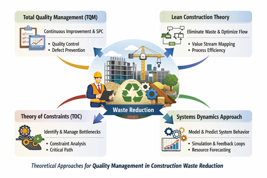 Figure 1. Theoretical Approaches for Quality Management in Construction Waste Reduction.