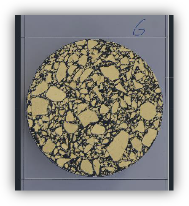 Figure 3. Cross- and longitudinal-Sections of Marshall Specimens Processed in AutoCAD.
(a) Cross-Sections Traced and Outlined.
(b) Vertical Sections of Specimens with Delineated Boundaries. (a)