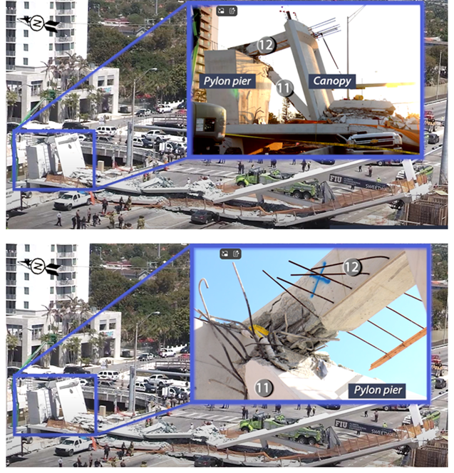 Figure 3. Members 11 and 12 After the Collapse (National Transportation Safety Board, 2019).