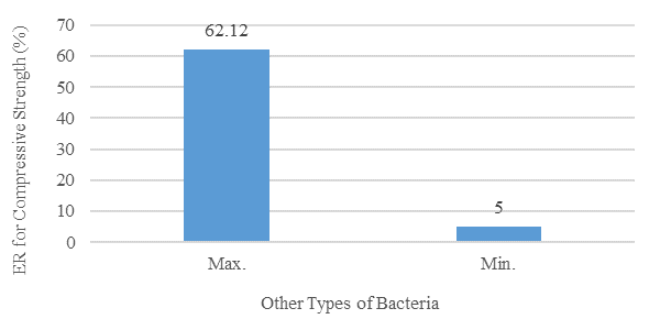 Figure 6. Variation in compressive strength achieved by various bacterial strains during 28-day curing period.