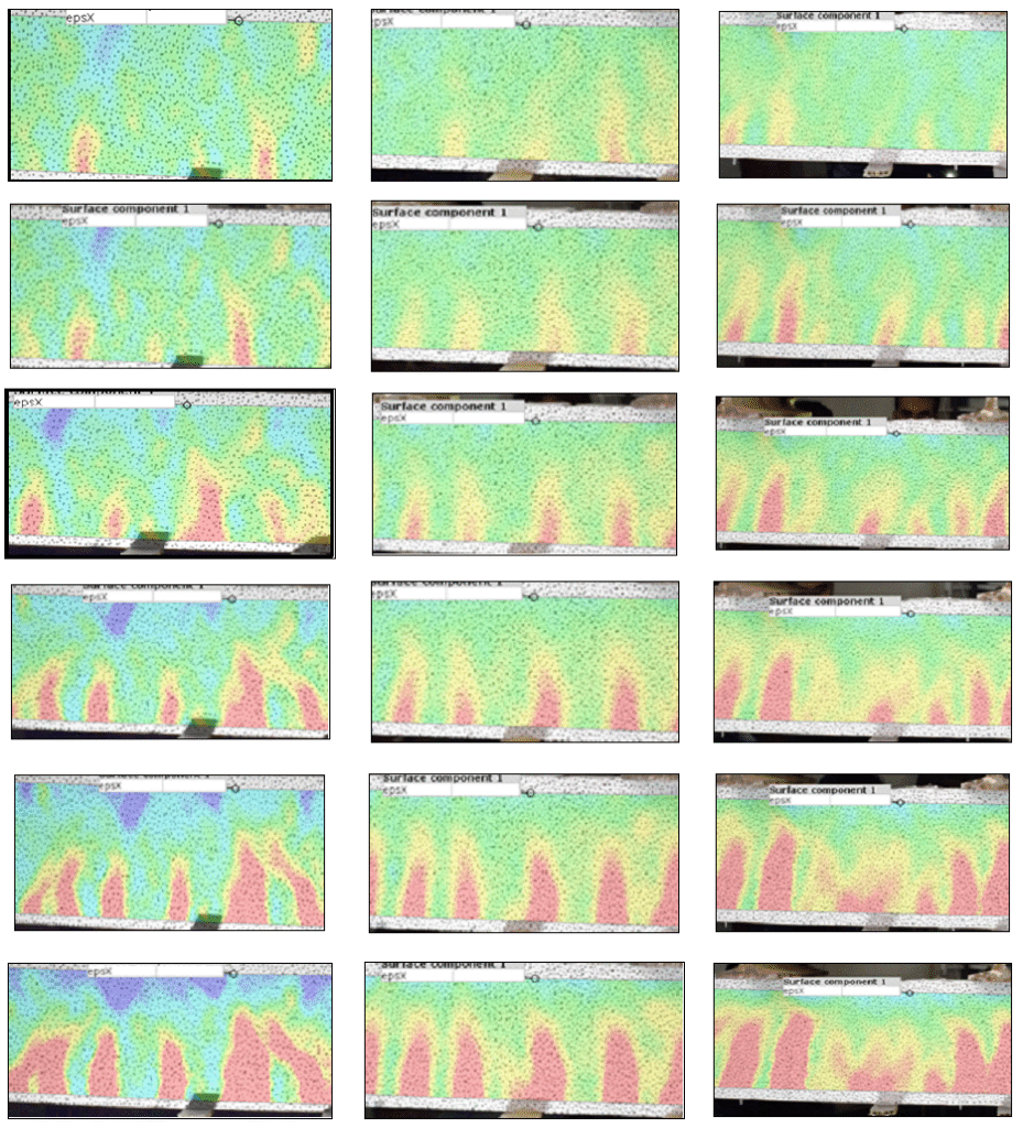 Figure 12. Cracks Development in the Corresponding Ultimate Load Stage of F-RA-Ref. (left), F-RA-1 M (Middle), and F-RA-1 H (Right) Beams.