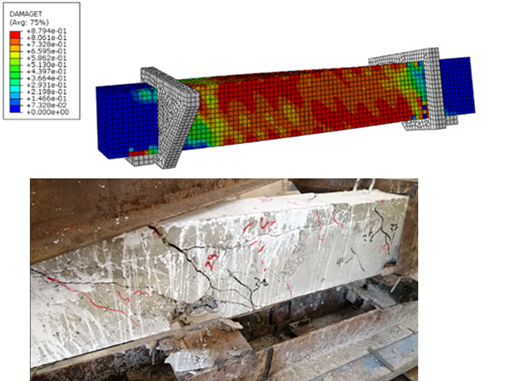 Figure 15. The Failure Pattern of BN Beam, Experimentally and Analytically
