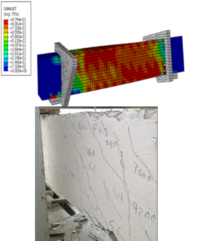 Figure 16. The Cracks Formations of B1 Beam, Experimentally and Analytically