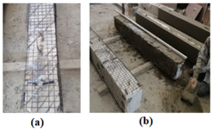 Figure 3. Beams' Strengthening Process&nbsp; by Ferrocement From Two and Three Sides.
