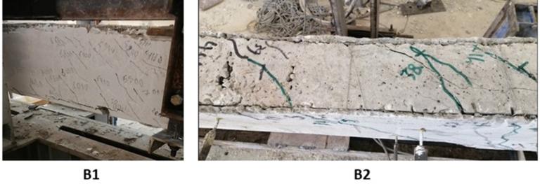 Figure 8. The Difference of the Cracks' Width Between B1 and B2 Beams.