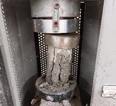 Figure 7. Crushed Sample from Compressive Strength Test&nbsp;