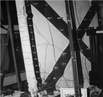 Figure 2. Retrofitted RC Shear Wall Using Steel Bracing At 1% Drift (Taghdi et al., 2000b)