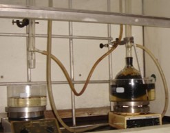 Figure 3. Functionalization Process, (a) Mixing of The Acids, (b) Nano-Materials, (c) Refluxing of The Nano-Materials, (d) Filtering Process (d)