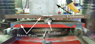 Figure 1. Eccentric Loading Setup by 2000 kN Capacity Apparatus; (a) Base Plate, (b) Head Plate (Elchalakani & Ma, 2017) (a)