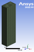 Figure 7. The Components of the Finite Element Computer Model of the Proposed Composite Column; (a): Concrete Column Model without Supports; (b): Longitudinal and Transverse Reinforcement; (c): Column Model with Support Plates; (d): Final Column Model. (d)